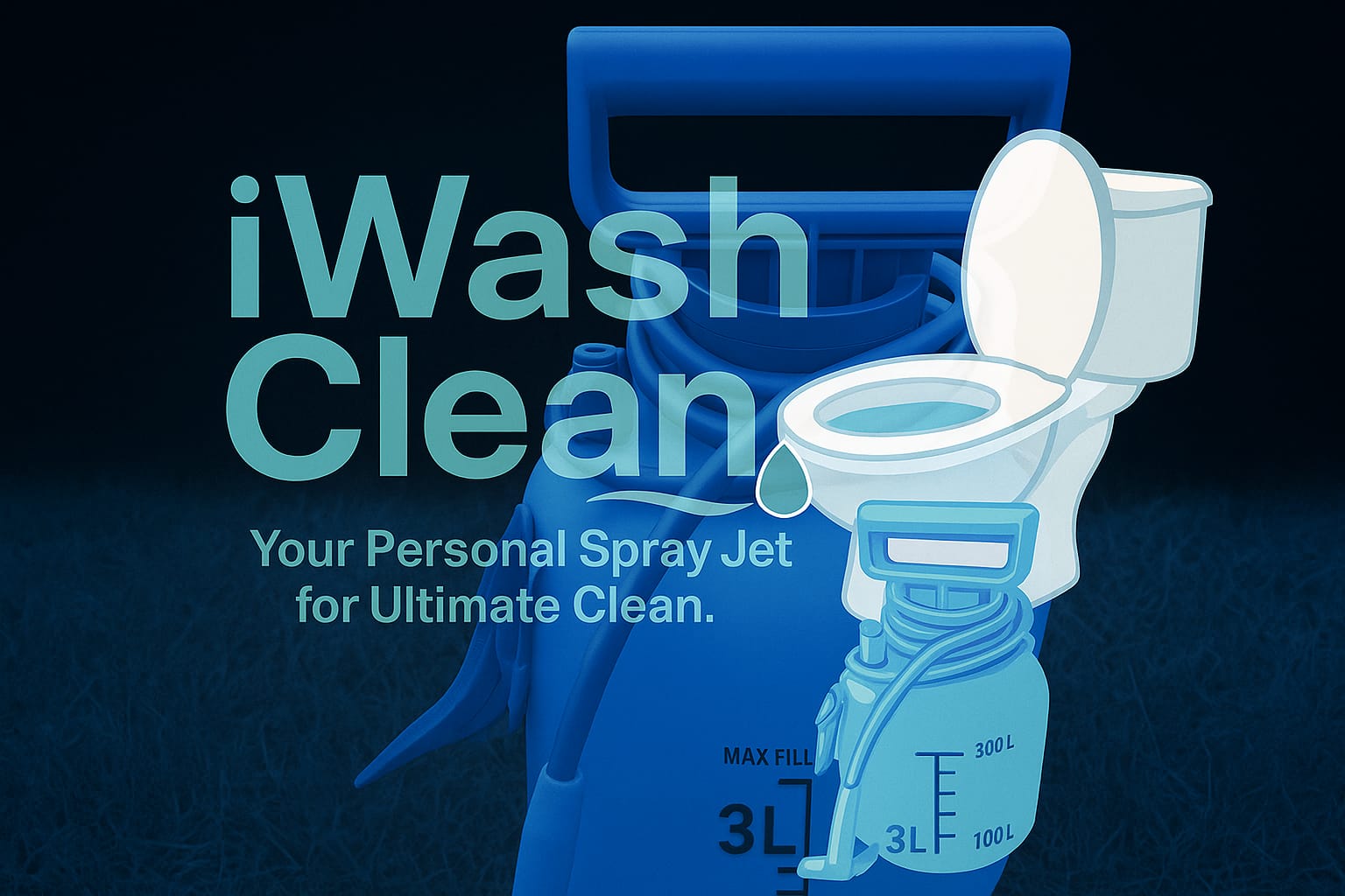 iWash Clean Personal Spray Jet - Compact portable hand-pump spray jet for hygiene